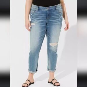 Torrid High Rise Boyfriend Straight Distressed Ankle Jeans Sz 20W